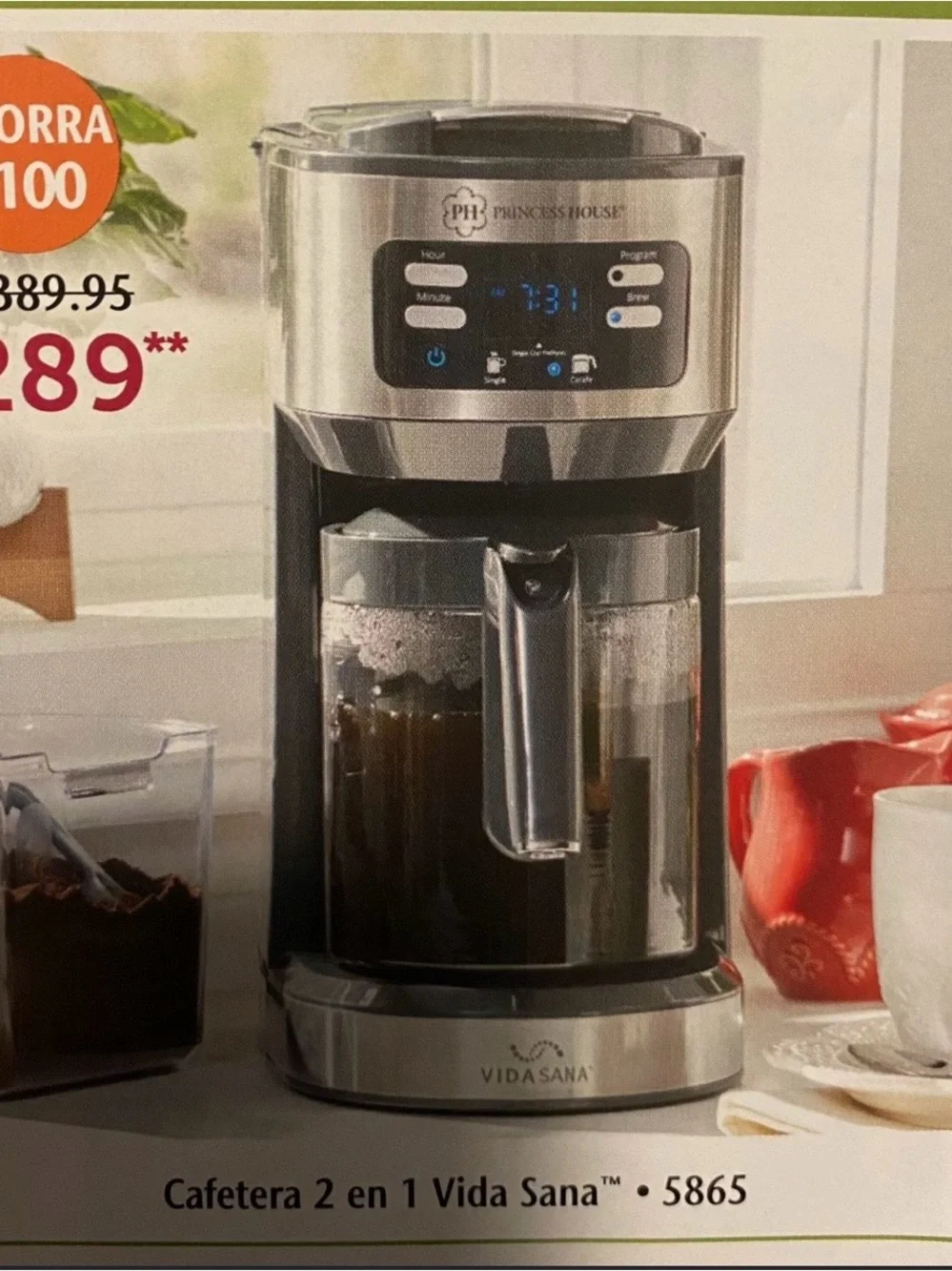 Princess House Black and Stainless Steel Single-Cup Coffee Brewer